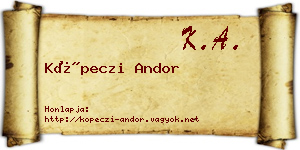 Köpeczi Andor névjegykártya