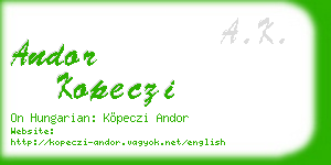 andor kopeczi business card