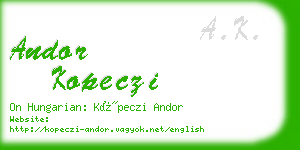 andor kopeczi business card